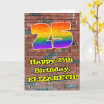 [ Thumbnail: 25th Birthday: Fun Graffiti-Inspired Rainbow 25 Card ]