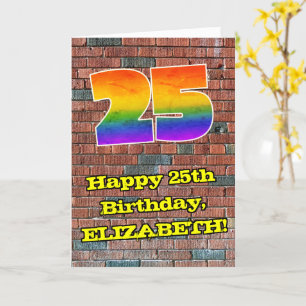 25th Birthday: Fun Graffiti-Inspired Rainbow 25 Card