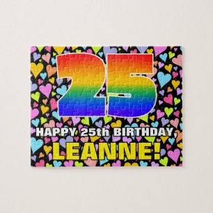 25th Birthday — Fun, Loving Heart Shapes + “25” Jigsaw Puzzle