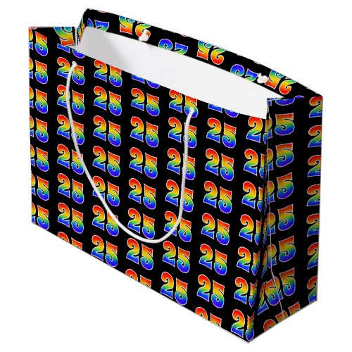 25th Birthday Fun Rainbow Event Number 25 Pattern Large Gift Bag