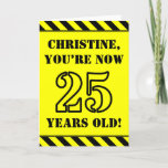 [ Thumbnail: 25th Birthday: Fun Stencil Style Text, Custom Name Card ]