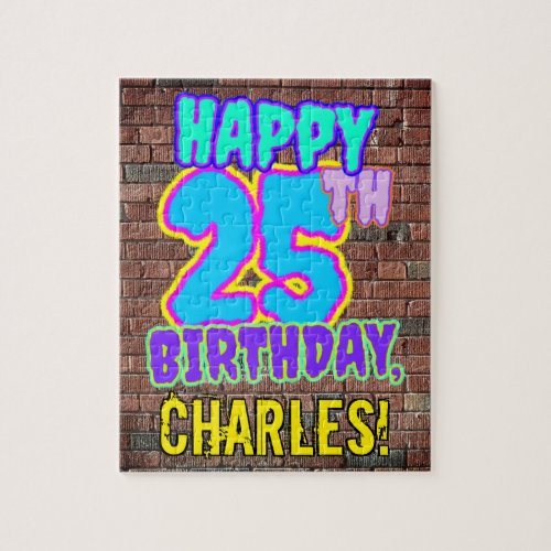 25th Birthday  Fun Urban Graffiti Inspired Look Jigsaw Puzzle