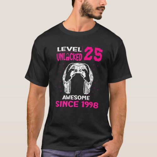 25th Birthday Gaming Level 25 Unlocked Awesome Sin T_Shirt