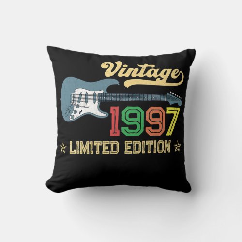 25th Birthday Gifts For Men Women Guitar Lover Throw Pillow