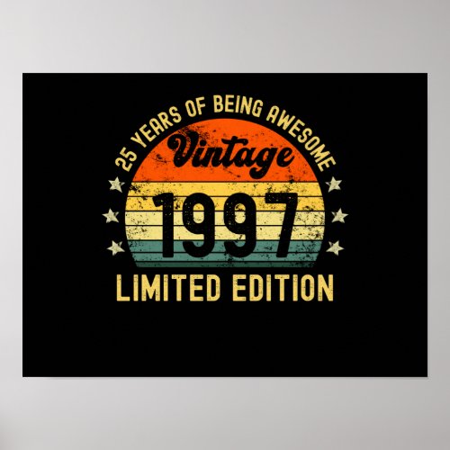 25th birthday gifts vintage 1997 limited edition poster