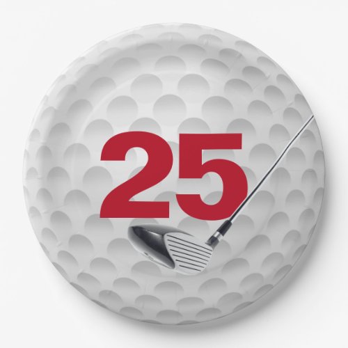 25th Birthday Golf Ball Design Paper Plate