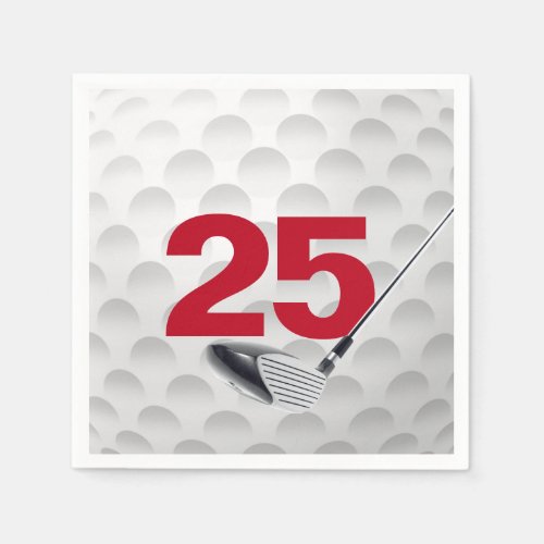 25th Birthday Golf Ball Napkins