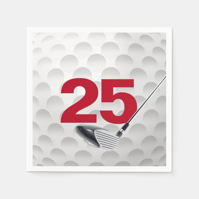 25th Birthday Golf Ball Napkins (Front)