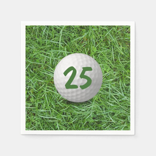 25th Birthday Golf Ball on Grass  Napkins (Front)