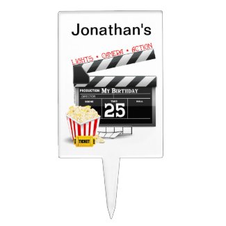 25th Birthday Hollywood Movie Party Cake Topper