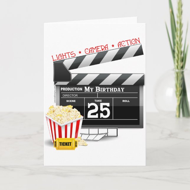 25th Birthday Hollywood Movie Party Card (Front)