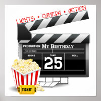 25th Birthday Hollywood Movie Party Poster