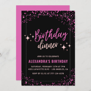 25th birthday invitations Birthday dinner Pink