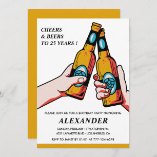 25th birthday invitations Cheers and Beers Men