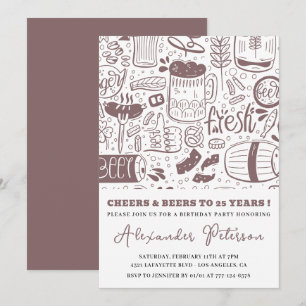 25th birthday invitations Men Beer Vintage