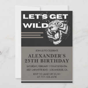 25TH birthday invitations Men Party Let's Get Wild