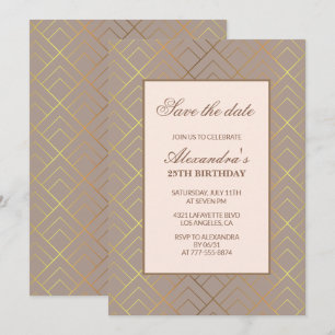 25TH birthday invitations Save the date Elegant