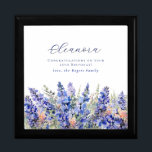 25th Birthday July Birth Month Flower Gift Box<br><div class="desc">Elegant summer watercolor blue larkspur flowers create a beautiful floral border at the bottom of this July Birth Flower gift box. Larkspur or delphinium flowers are the July birth flower. A trendy font combination gives it a modern aesthetic. All of the text is editable.</div>