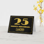 [ Thumbnail: 25th Birthday: Name + Art Deco Inspired Look "25" Card ]