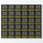 [ Thumbnail: 25th Birthday: Name & Faux Wood Grain Pattern "25" Wrapping Paper ]