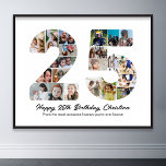 25th Birthday Number 20 Photo Collage Anniversary Poster<br><div class="desc">Mark twenty five years of wonderful memories and adventures with this captivating 25th Birthday Number Photo Collage. This customizable template is the perfect blend of creativity and sentiment, allowing you to create a truly memorable gift for your loved one's special day. Capture the essence of ten incredible years in a...</div>