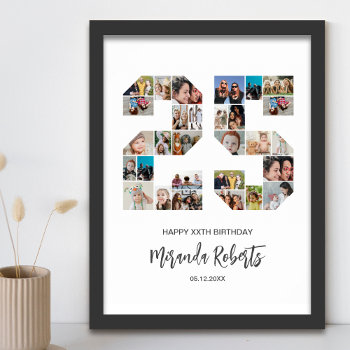 25th Birthday Number 25 Custom Photo Collage Poster by raindwops at Zazzle