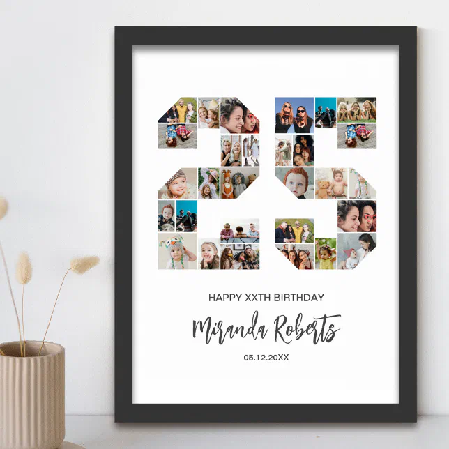 25th Birthday Number 25 Custom Photo Collage Poster | Zazzle