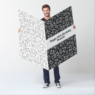25th Birthday Number Pattern Black/White Jumbo Card