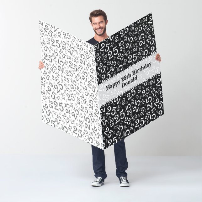 25th Birthday Number Pattern Black/White Jumbo Card (In Situ)