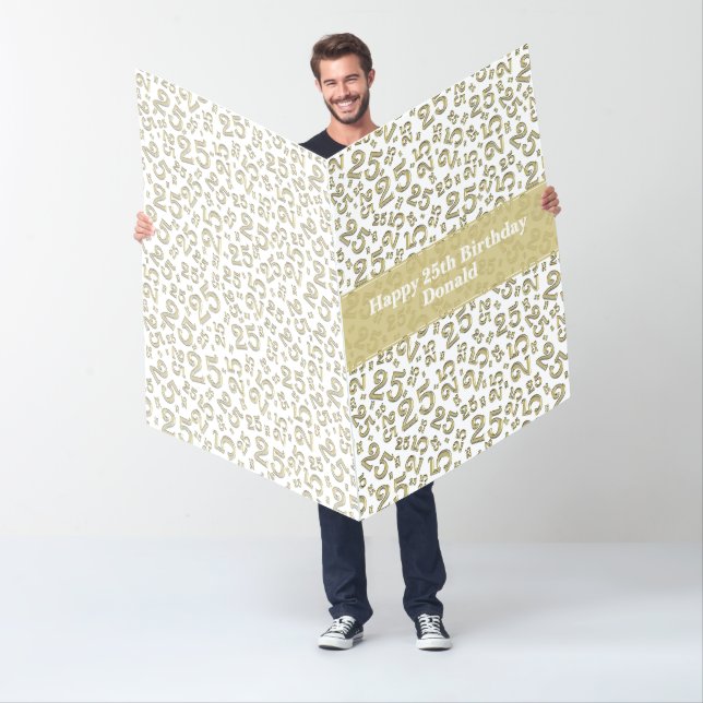 25th Birthday Number Pattern Gold/White Jumbo Card (In Situ)