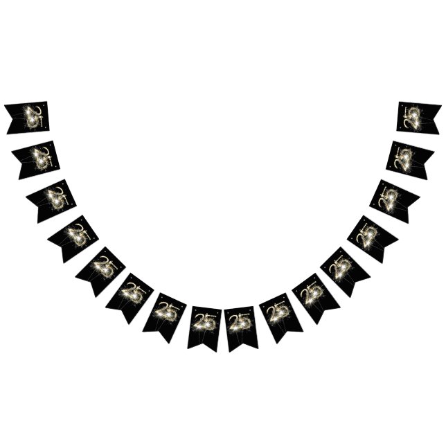 25th Birthday Or Anniversary Party  Bunting Flags (All)