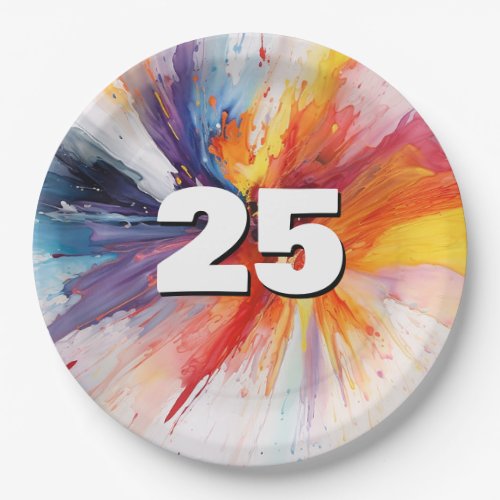 25th Birthday Paint Blast  Paper Plates