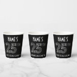 [ Thumbnail: 25th Birthday Party: Art Deco Style + Custom Name Paper Cups ]