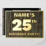 [ Thumbnail: 25th Birthday Party: Bold, Faux Wood Grain Pattern Invitation ]