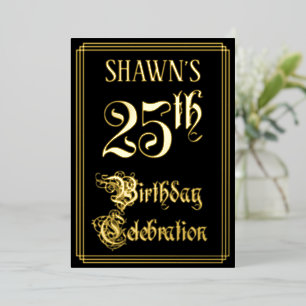 25th Birthday Party — Fancy Script & Custom Name Foil Invitation