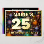 [ Thumbnail: 25th Birthday Party — Fun, Colorful Fireworks Look Invitation ]