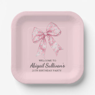 25th Birthday Party Golf Theme Pink Bow Golf Ball Paper Plates