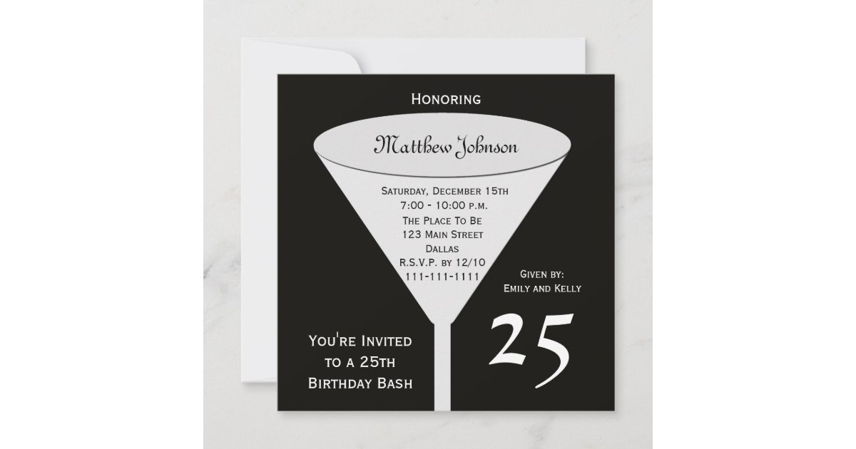 25th Birthday Party Invitation 25th Birthday Bash Zazzle