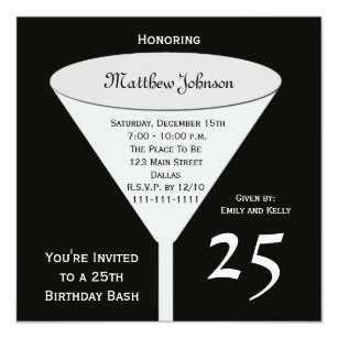 25th birthday invitations zazzle