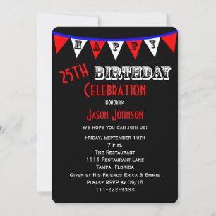 25th Birthday Party Invitation Bunting
