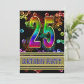 25th Birthday party Invitation with bubbles (Standing Front)