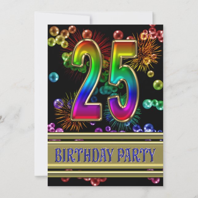 25th Birthday party Invitation with bubbles (Front)