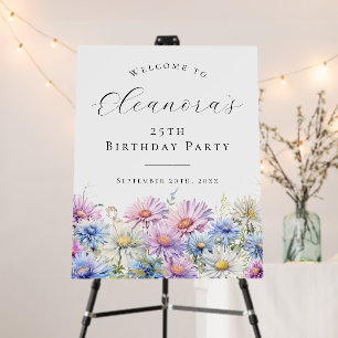 25th Birthday Party September Birth Flower Welcome Foam Board