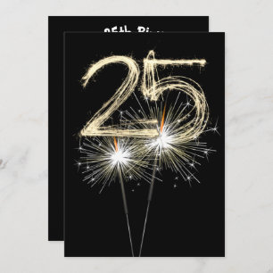 25th Birthday Party Sparklers Invitation
