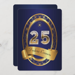 25th,birthday party woman man,elegant color invitation
