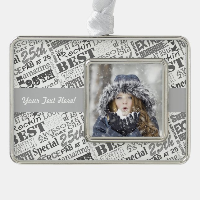 25th Birthday Personalized Party Gifts Ornament (Front)