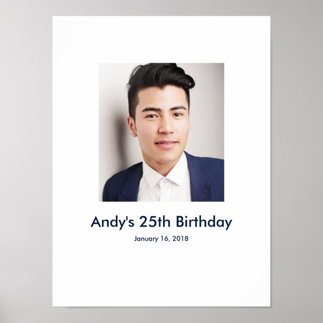 25th Birthday photo custom Sign In Party Board (Front)