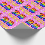 [ Thumbnail: 25th Birthday: Pink Stripes & Hearts, Rainbow # 25 Wrapping Paper ]