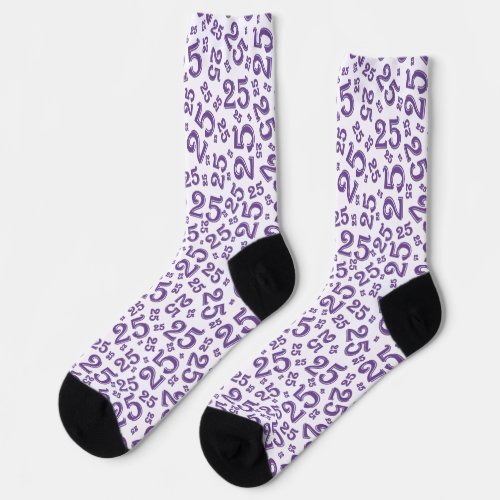 25th Birthday Purple Random Number Pattern Socks