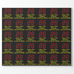 [ Thumbnail: 25th Birthday: Red Digital Clock Style "25" + Name Wrapping Paper ]